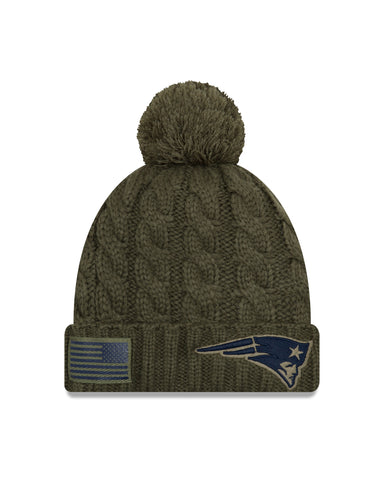 New England Patriots 2018 On Field Salute to Service Women's Knit Hat with Pom