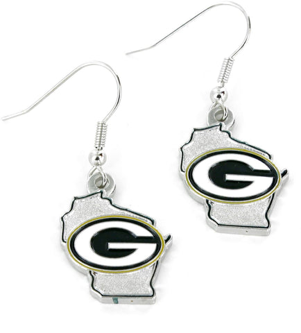 aminco,green bay packers,state,design,earrings,ear rings,jewelry,clothing accessories