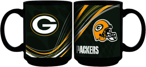 Green Bay Packers Dynamic Style Black Mug, 15oz