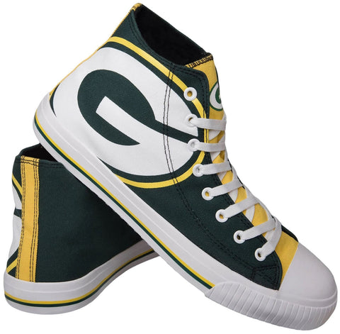 Green Bay Packers Men's High Top Big Logo Canvas Shoes