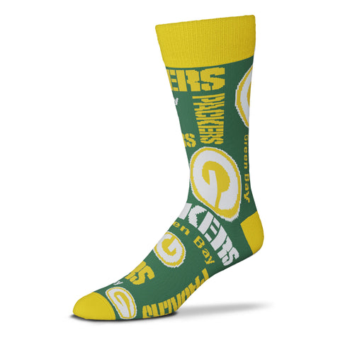 Green Bay Packers Wall to Wall Socks, One Size