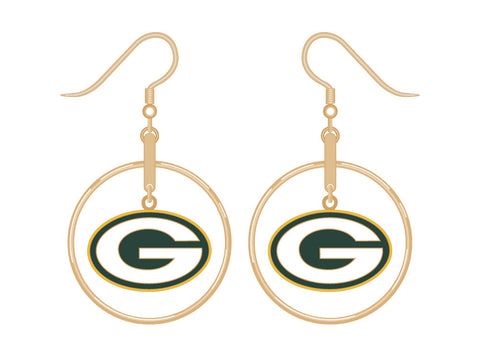 Green Bay Packers Gold Tone Hoop/Logo Earrings