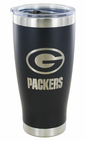 Green Bay Packers 20oz Black Tumbler w/ Etched Logo