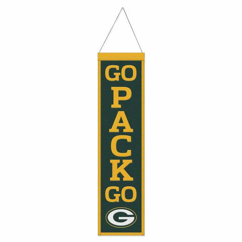 Green Bay Packers Go Pack Go Wool Banner, 8" x 32"