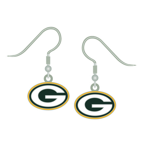 Green Bay Packers Silver J-Hook Logo Earrings