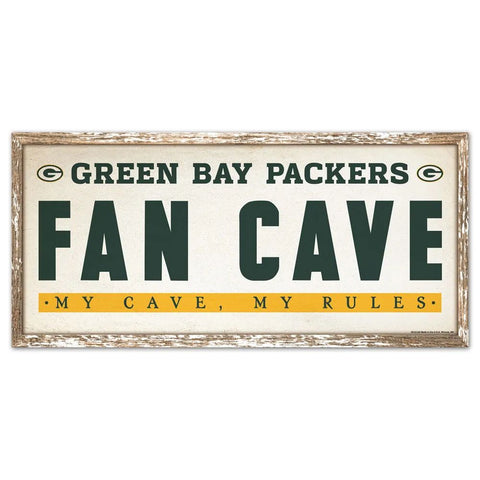 Green Bay Packers Fan Cave Wood Sign, 8" x 17"