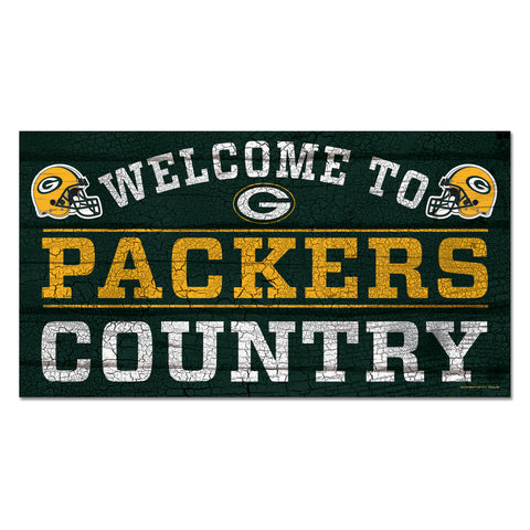 wincraft,green bay packers,welcome,to,packers,country,wooden,plank,sign,decoration,décor,wall,hanging,man,cave