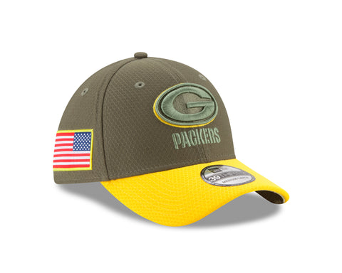 green bay packers,2017,salute,to,service,flex fit,hat,cap,headwear,clothing accessories,onfield,on-field,sideline,39thirty,3930
