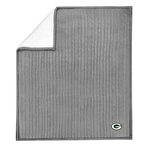 Green Bay Packers Cable Knit Sweater Sherpa Throw Blanket, 50" x 60"