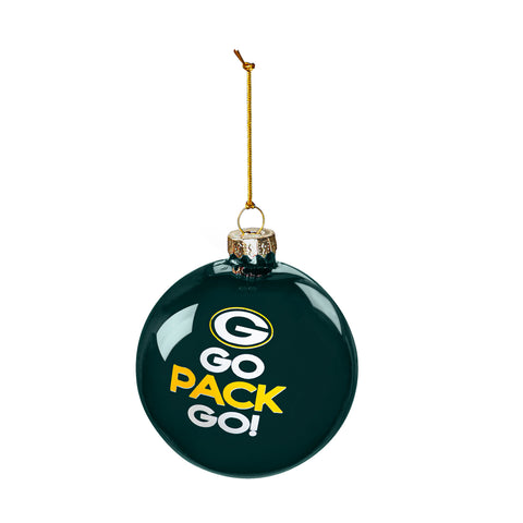 Green Bay Packers Go Pack Go! Blown Glass Ornament