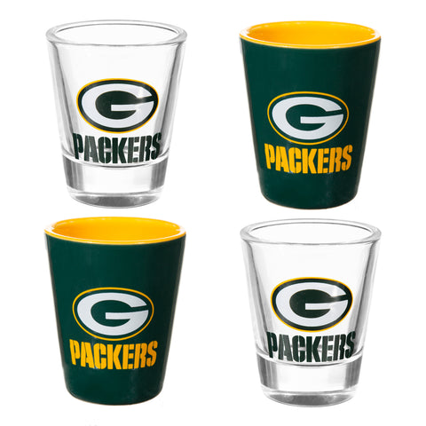Green Bay Packers 4-Piece Shot Glass Set, Ceramic and Glass, 2 oz.