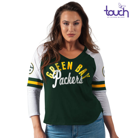 Green Bay Packers Touch Curve Reflex Raglan 3/4 Plus Size Tee