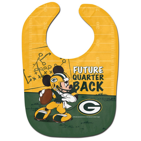 wincraft,green bay packers,mickey,mouse,future,quarterback,baby bib,feeding,toddler,infant
