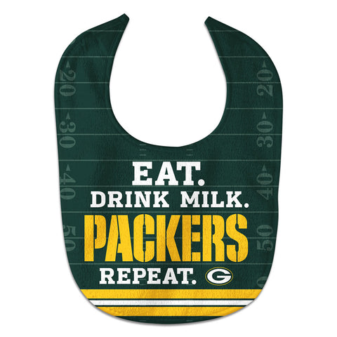 wincraft,macarthur,green bay packers,eat,drink,milk,watch,packers,repeat,all,pro,baby bib,clothing accessories