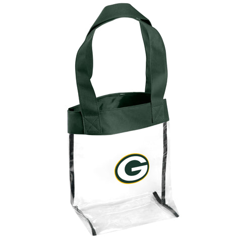 forever collectibles,green bay packers,clear,see,through,tote,bag,baggage,luggage,gameday,travel,accessories,purse