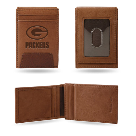 rico,inc,green bay packers,premium,leather,front,pocket,wallet,billfold,money clip,clothing accessories