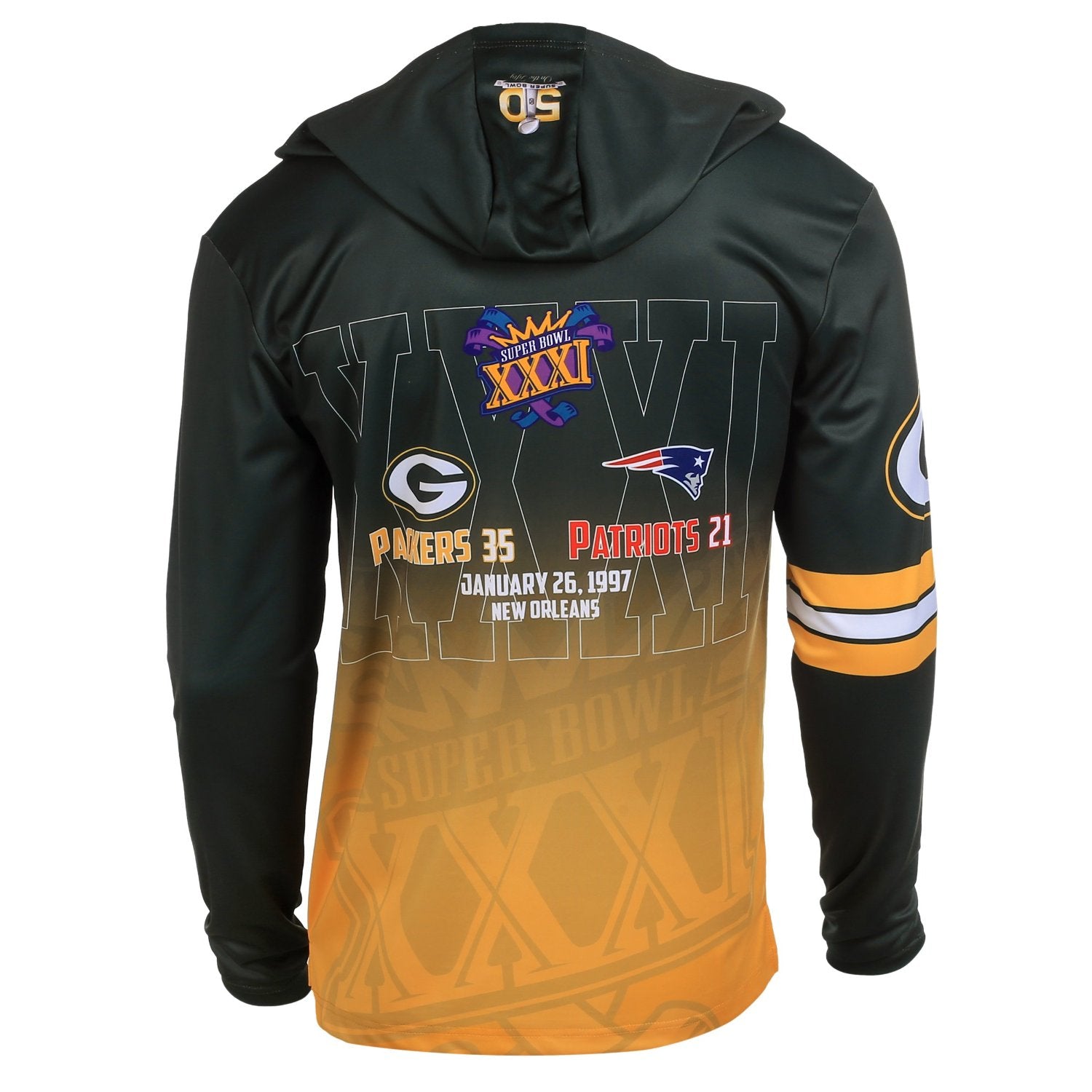 Green Bay Packers Super Bowl 31 Champions Men's Retro Hooded