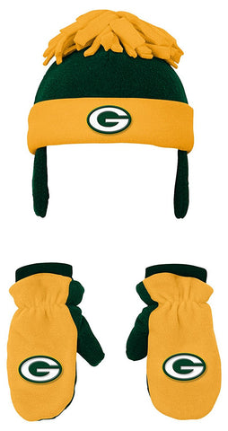 genuine,outerstuff,green bay packers,winter,set,gloves,mittens,hat,cap,headwear,clothing accessories,gear