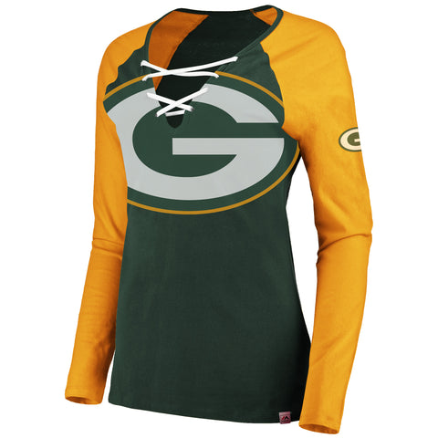 fanatics,majestic,green bay packers,the,lace,up,long sleeve tee,t-shirt,tshirt,shirt,top,clothing accessories