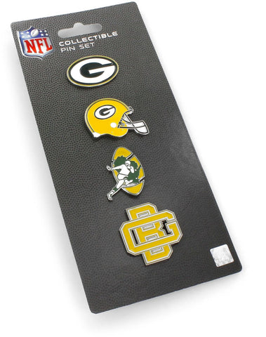 aminco,green bay packers,logo,evolution,pin,set,collectibles,clothing accessories