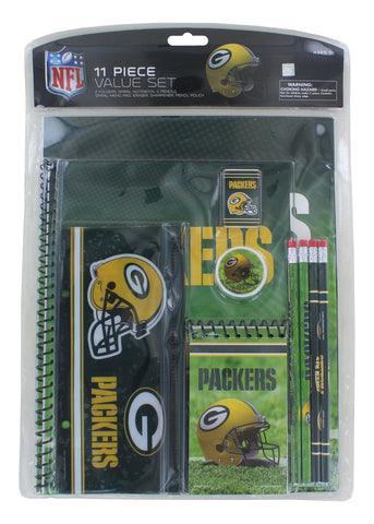 green bay packers,folder,spiral,notebook,memo,pad,pencils,eraser,sharperner,pencil,pouch,bag,back,to,school,supplies