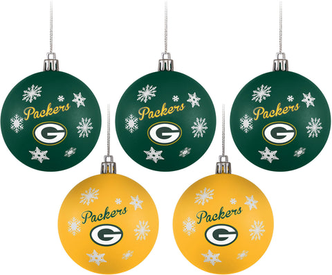 Green Bay Packers Shatterproof Ball Ornament Set, 5-Pack