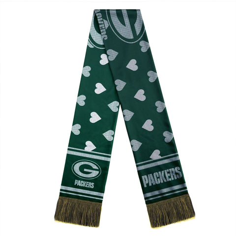 forever collectibles,green bay packers,glitter,heart,scarf,scarves,shawl,wraps,clothing accessories,winter gear