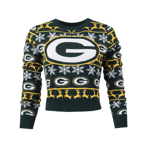 Green Bay Packers Ugly Crop Top Sweater, Women's
