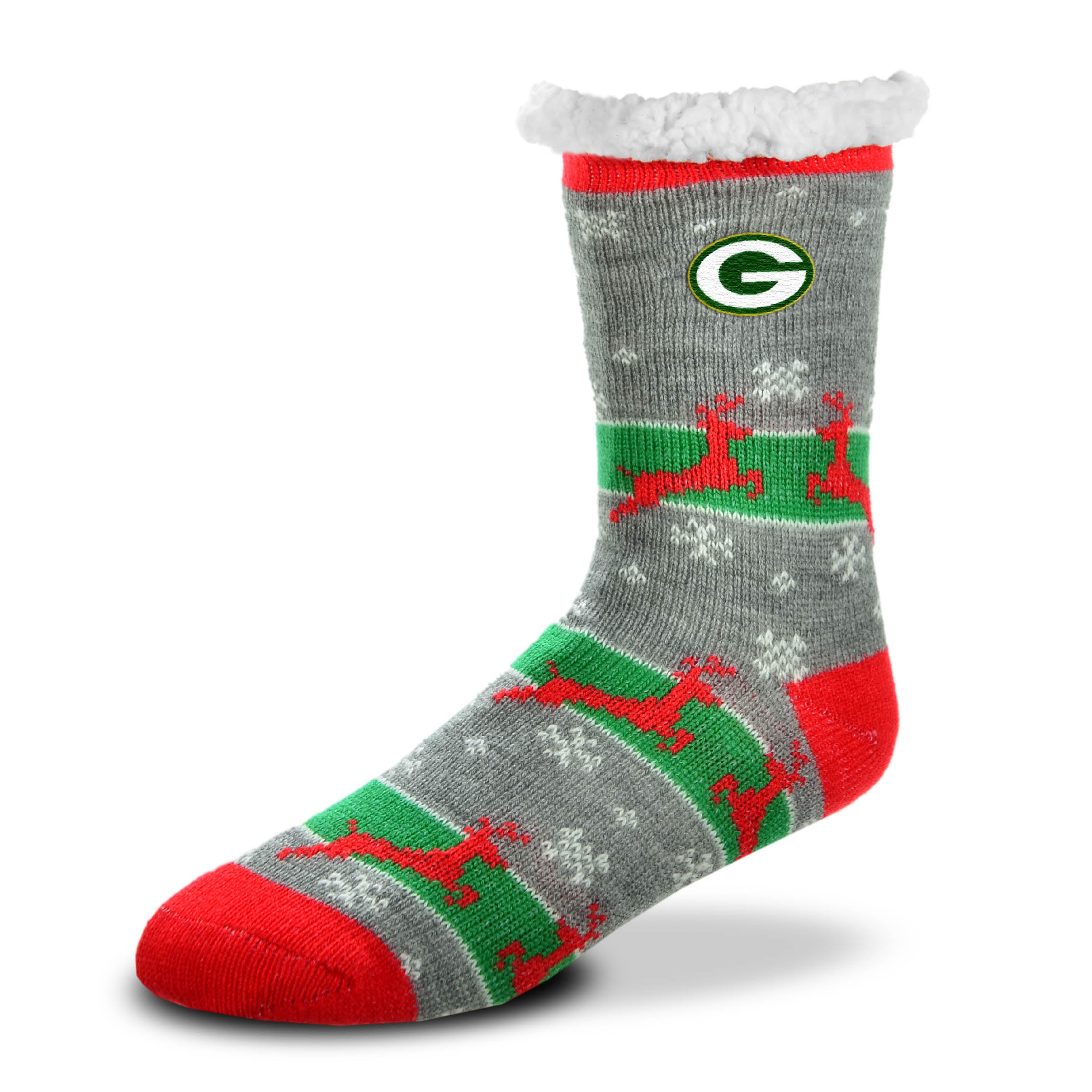 Green Bay Packers Reindeer Run Sherpa Women's Christmas Slipper Socks, –  Green Bay Stuff