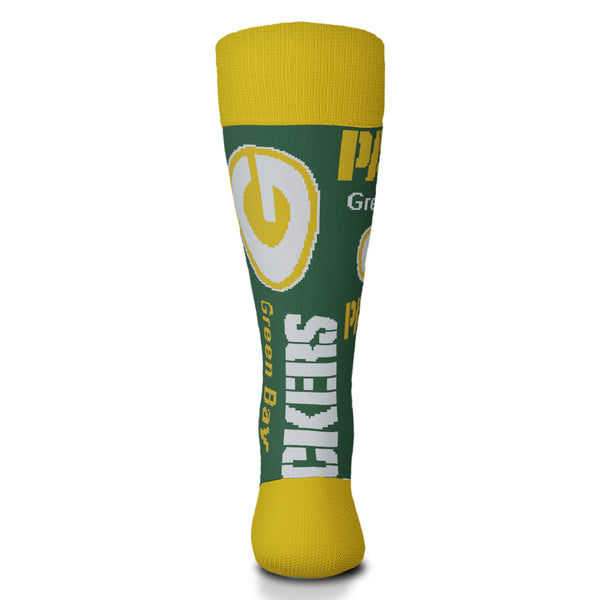Green Bay Packers Wall to Wall Socks, One Size