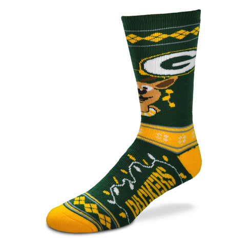 Green Bay Packers Sweater Stripe Men's Holiday Socks