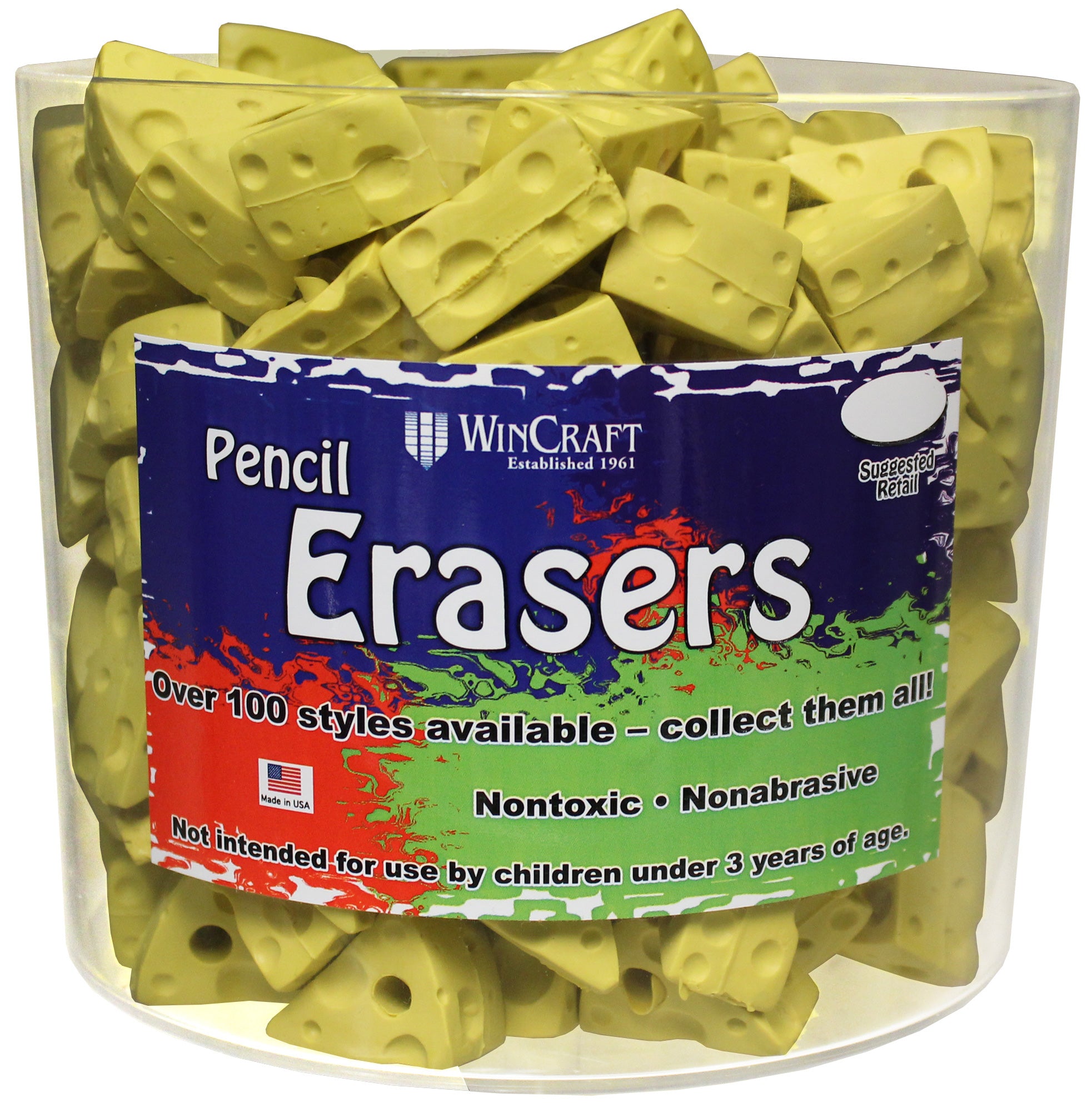 Cheese Wedge Pencil Erasers Tub – Green Bay Stuff