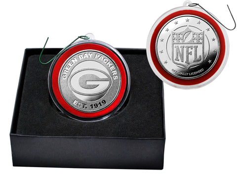 Green Bay Packers Silver Plate Team Coin Ornament
