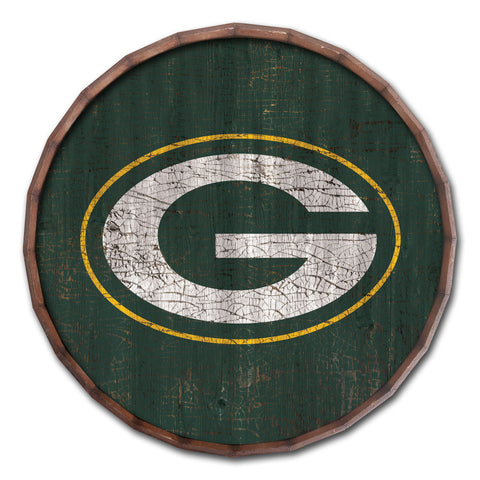 Green Bay Packers Cracked Color Barrel Top 24" Wood Sign