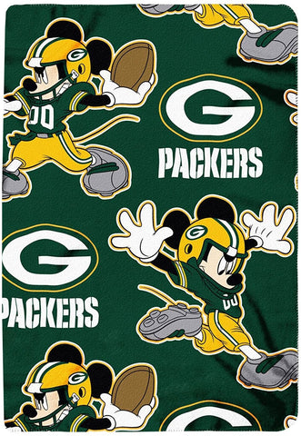 Green Bay Packers Mickey Mouse Field Goal 40" x 50" Fleece Blanket