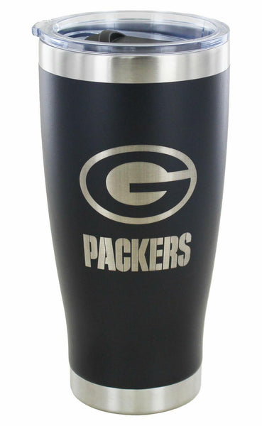 Green Bay Packers 20oz Black Tumbler w/ Etched Logo