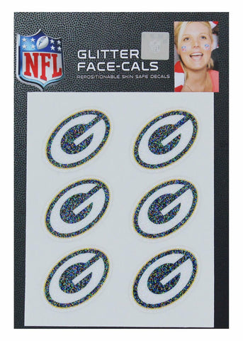 Green Bay Packers Glitter Face-Cal Removable Tattoos, 6-Pack