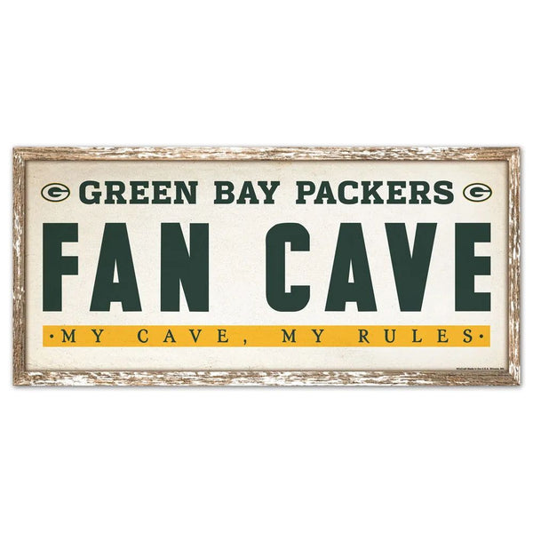 Green Bay Packers Fan Cave Wood Sign, 8" x 17"
