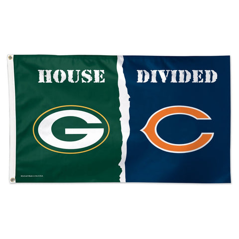 wincraft,green bay packers,chicago,bears,house,divided,outdoor,flag,home,decor,decoration