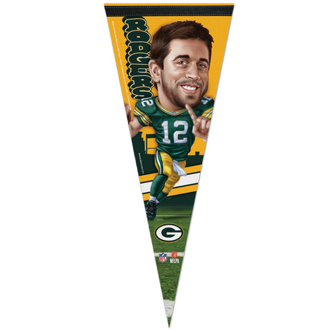 wincraft,win,craft,green bay packers,aaron rodgers,caricature,premium,pennant,sports,memorabilia,flag,souvenir,home,decor,decoration,mancave,man,cave